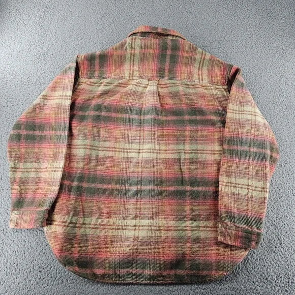 American Eagle Outfitters Shirt Mens Medium‎ Gray Beige Plaid Flannel Button Up - Picture 15 of 16